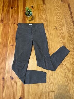 Brunello Cucinelli Leather Pants SZ 4 Gray Ankle Zip Moto Italy Designer Luxury